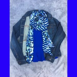 COMBO - jean jacket, blouse, and scarf!